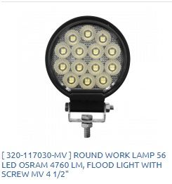 Round Work Lamp 56 LED / OSRAM 4760 Lumens / Floodlight w Screw MV 4-1/2"