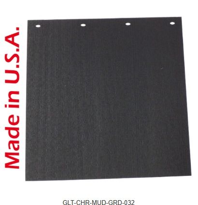 Mudflaps - Black Rubber Grooved Low Spray Mudflaps 24" x 24" - 4.4Lbs