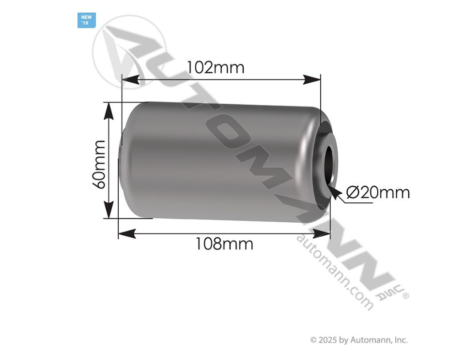 Silent Block New Cascadia 2018-Up 20mm ID x 60mm OD x 4.0in Outer x 4..25in Inner Sleeve Length with 34mm Sleeve OD  / MR994 / 1620508000, B729841, RB374