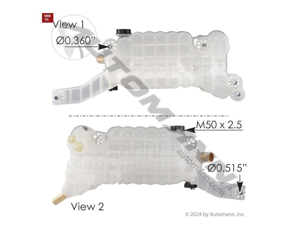Coolant Reservoir Kenworth PeterbiltNext Gen T680 2022-25 w/Cummins X12/X12N/X15/X15E/X15N and Paccar MX11/MX13 Peterbilt Next Gen 579 2022-25 w/Cummins X12/X12N/X15/X15E/X15N and Paccar MX11/MX13  / 