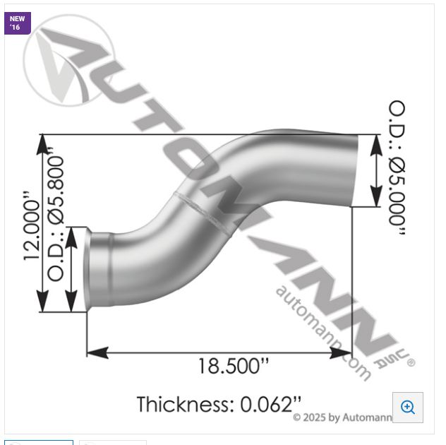 Exhaust Pipe - ALZ Freightliner ( S Pipe ) - AUTOMANN - P/N 562.U4617123024A
