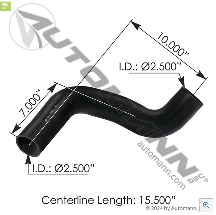 Coolant Hose Freightliner Preformed - Upper Cascadia  - P/N 561.46501