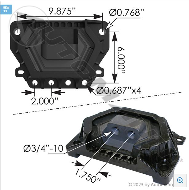 Engine Mount / Motor Mount - Rear  - Cascadia with DD15/ DD13 / Cummins Engine - P/N M46853