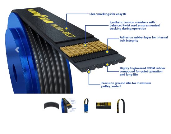 GOODYEAR  Serpentine Belt 1080565 K Profile, 8 Ribs, 56.5"