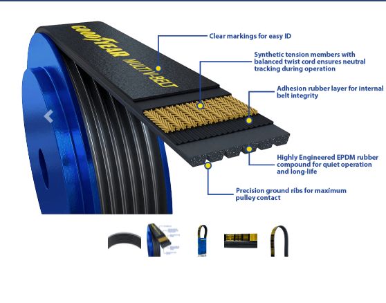 GOODYEAR Serpentine Belt 1080615  K Profile, 8 Ribs, 61.5"