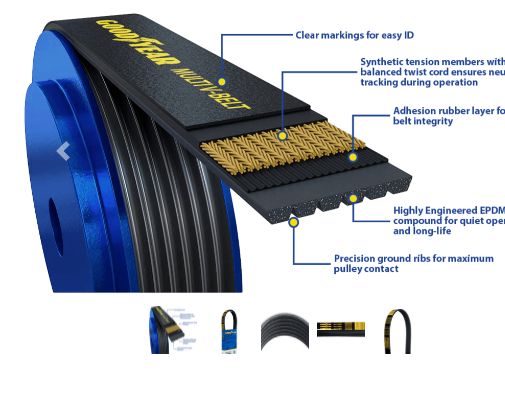 GOODYEAR  Serpentine Belt 1120842 K Profile, 12 Ribs, 84.2"