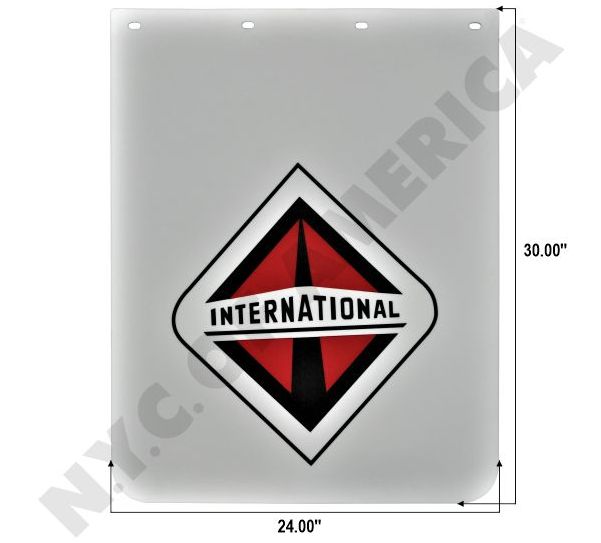 MUDFLAP, POLY, WHITE WITH INTERNATIONAL LOGO / 24T94X-0008