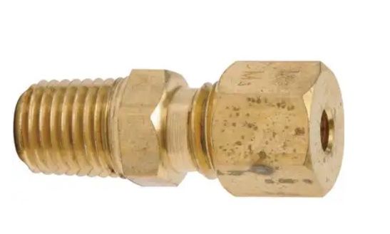 Male Connector, Compression Fitting, Brass, 1/8 in. x 1/16 in.