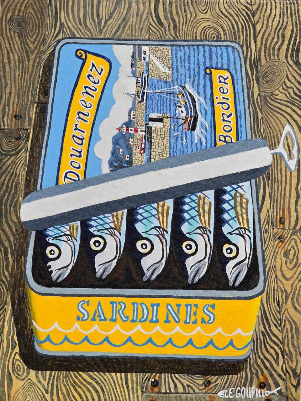 Original Acrylic Paintings by Richard Le Goupillot, Design: Sardines 40x30