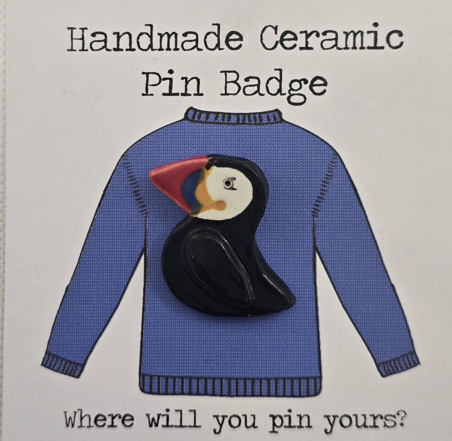 Ceramic Pin Badge by Iris &amp; Dora, Design: Puffin
