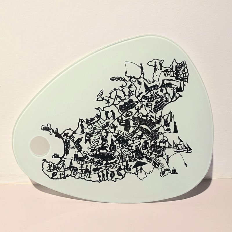 Map of Guernsey Teardrop Chopping Board