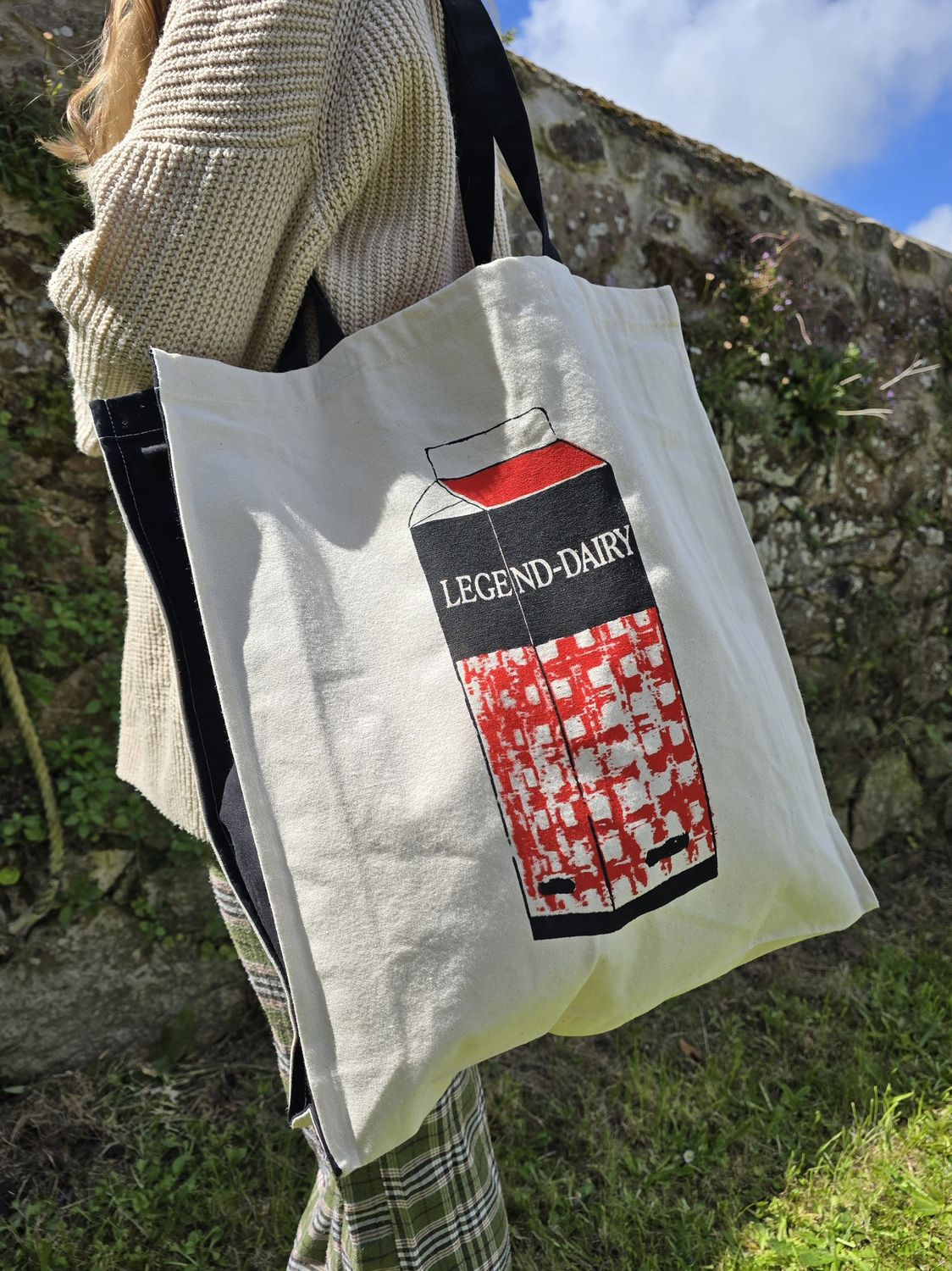 Legend-Dairy Milk Canvas Tote Bag by Iris &amp; Dora, Colour: Red