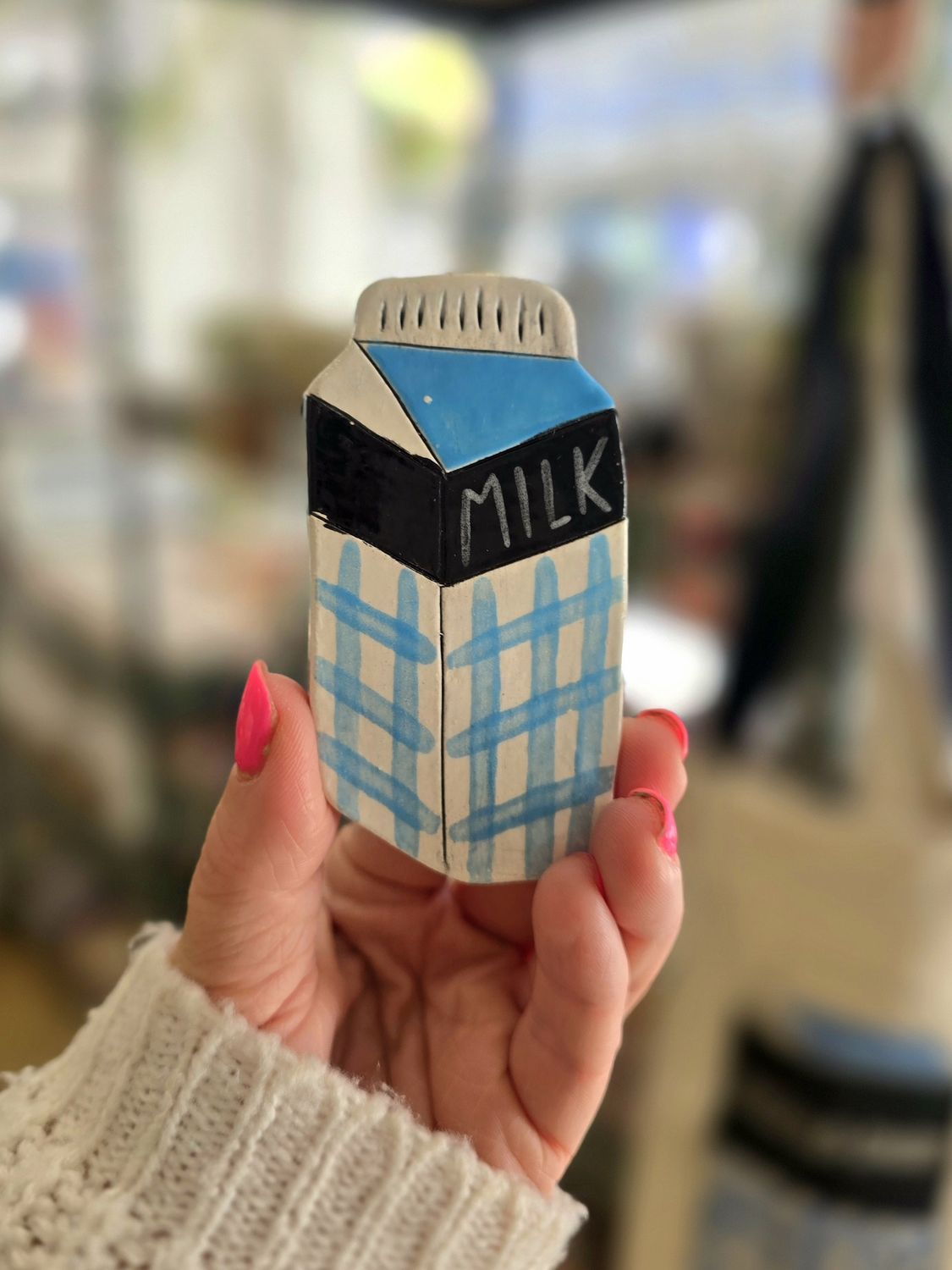 Ceramic Fridge Magnet by Iris &amp; Dora, Style: Blue Milk