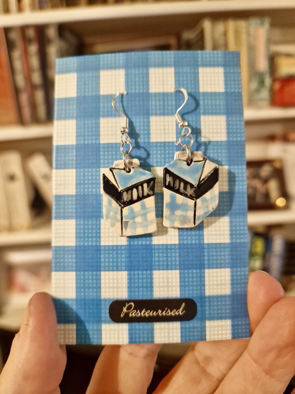 Ceramic Guernsey Milk Earrings by Iris &amp; Dora
