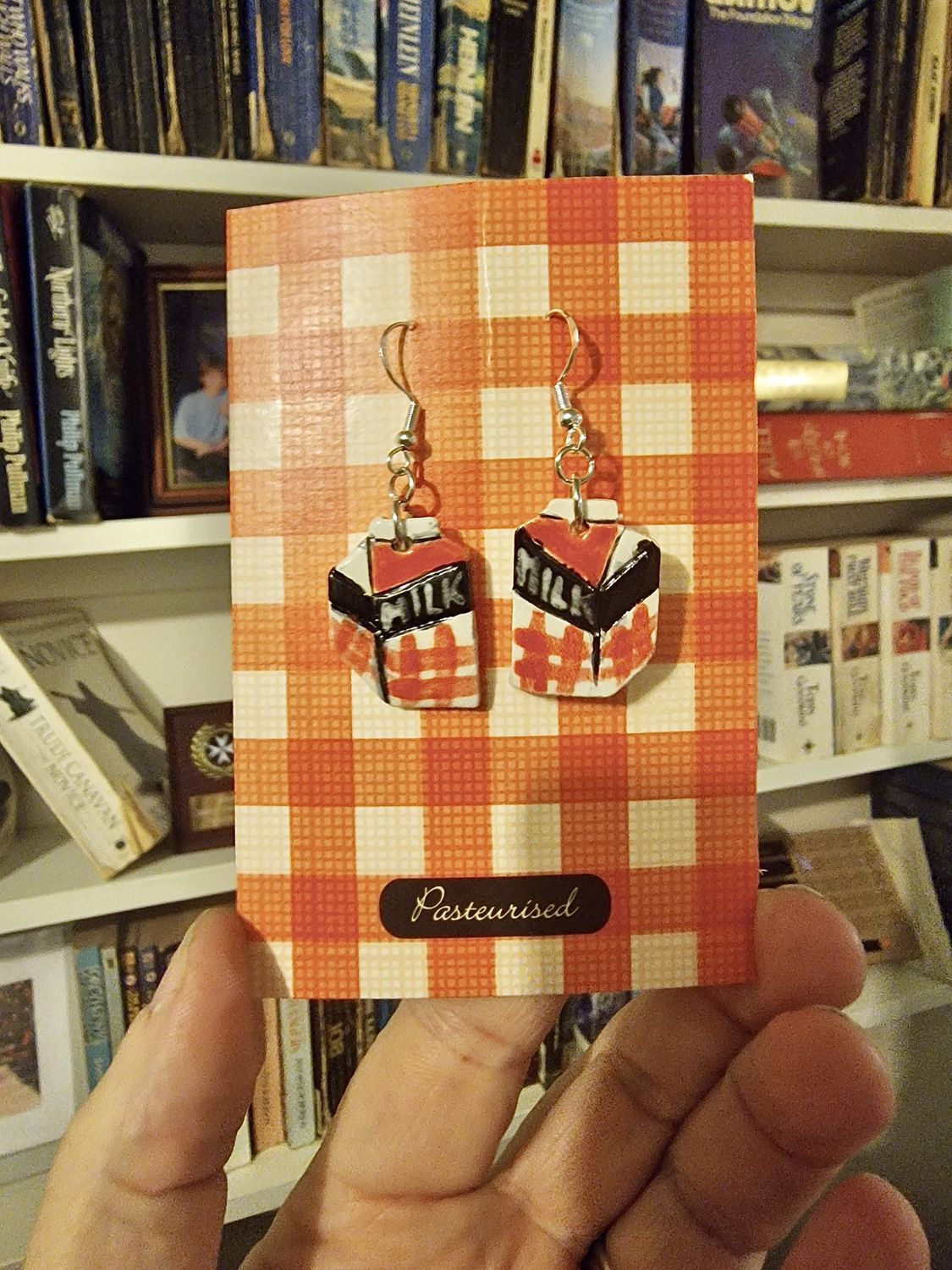 Ceramic Guernsey Milk Earrings by Iris &amp; Dora, Colour: Red