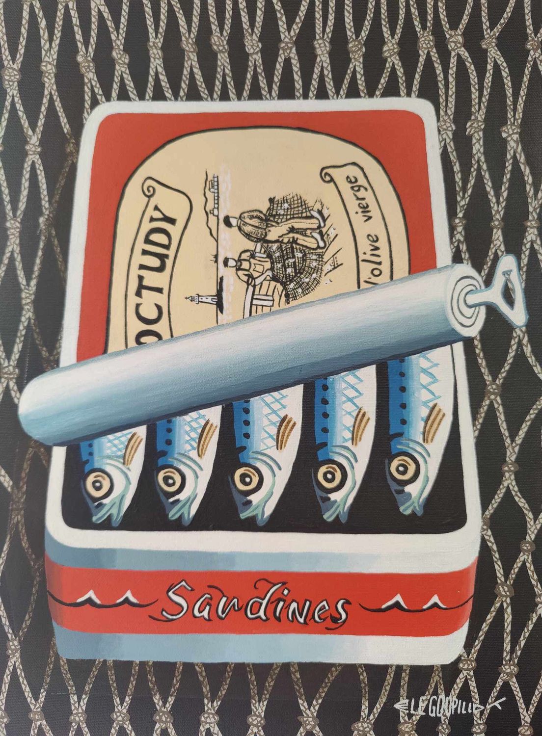 Original Acrylic Paintings by Richard Le Goupillot, Design: Sardines 40x30
