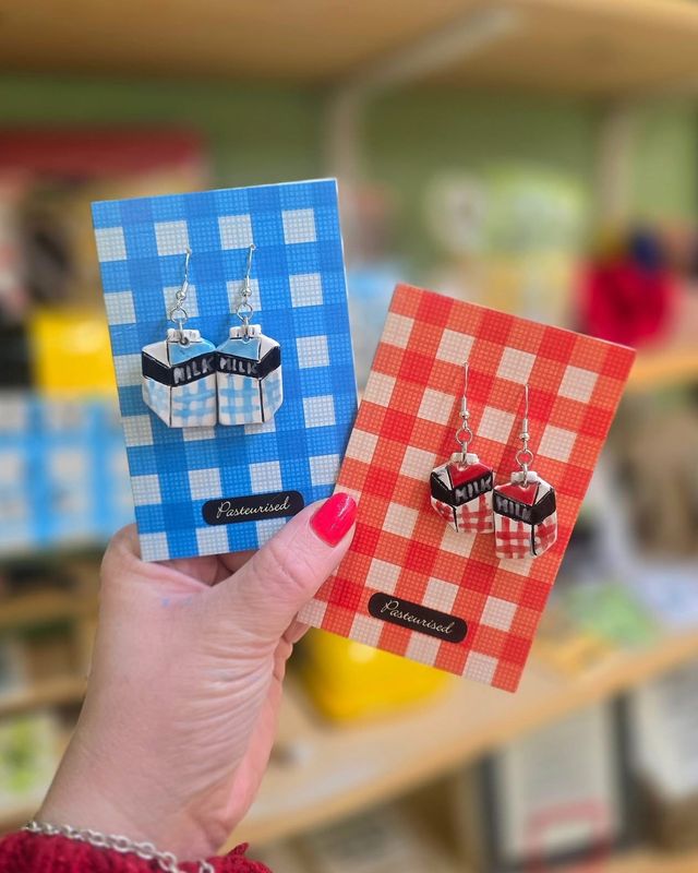 Ceramic Guernsey Milk Earrings by Iris &amp; Dora