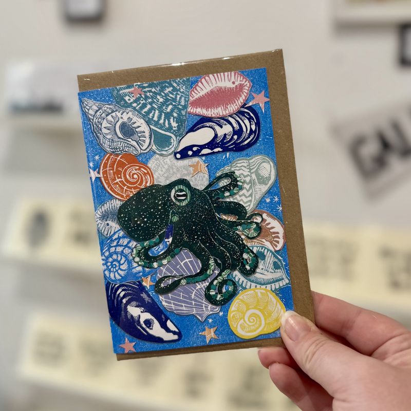 Lino Collage Cards by Beck Printmaker