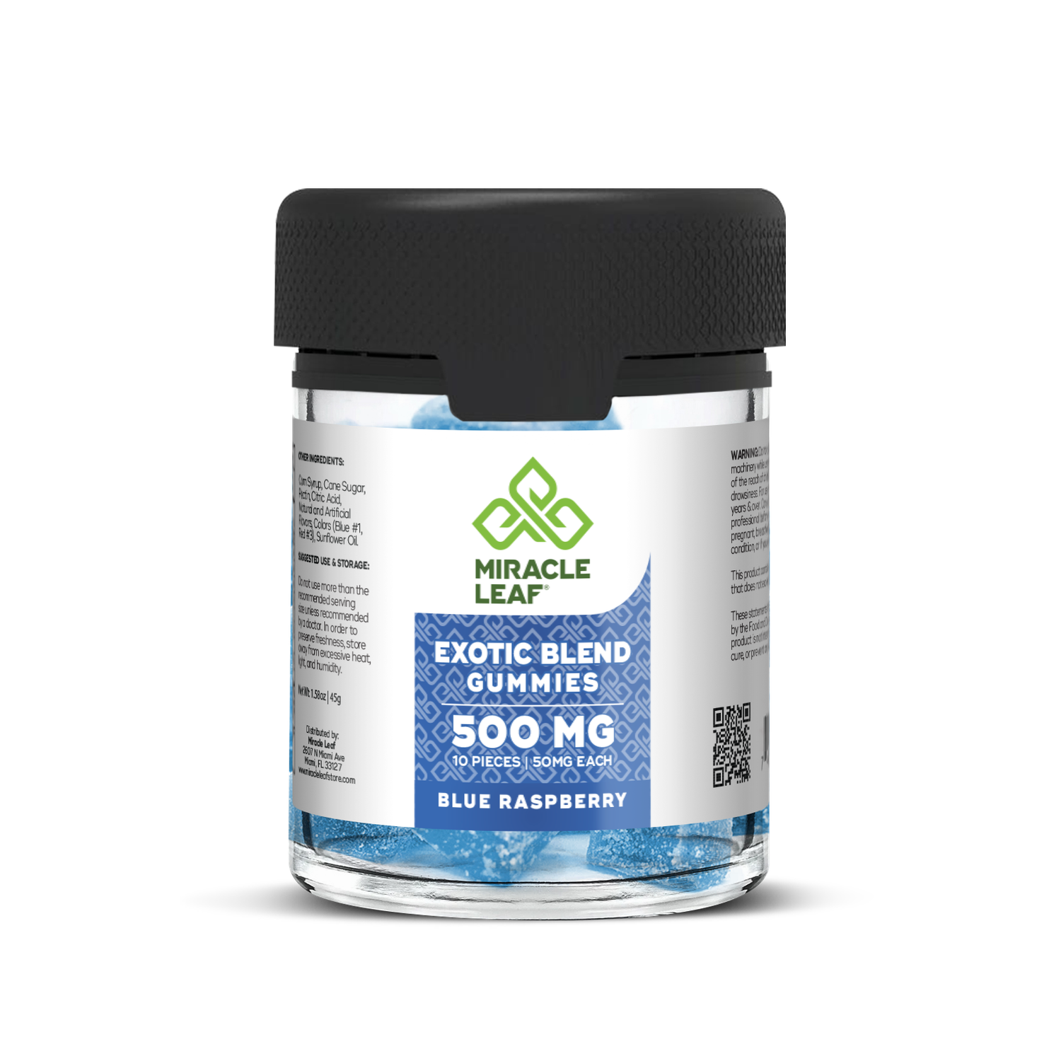 Exotic Blend Square Gummies, Size: 500mg, Flavor: Blue Raspberry