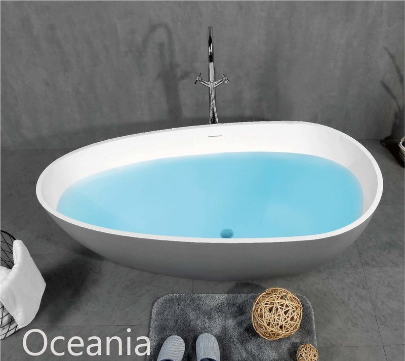 BAIGNOIRE ILOT OCEANIA 1700 WHITE/GREY SOLID SURFACE