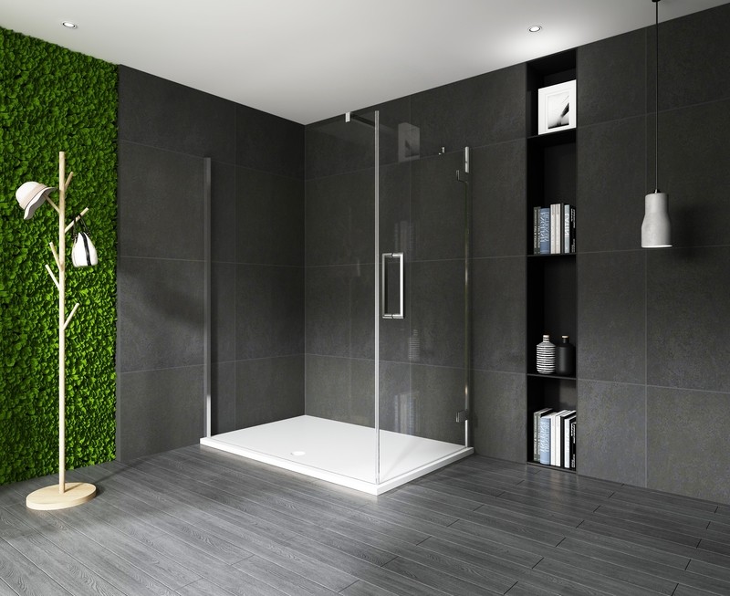 COIN DE DOUCHE 80X90X200CM PAROI 1076 + PORTE VITRA-CHROME-1090 TRANSPARENT