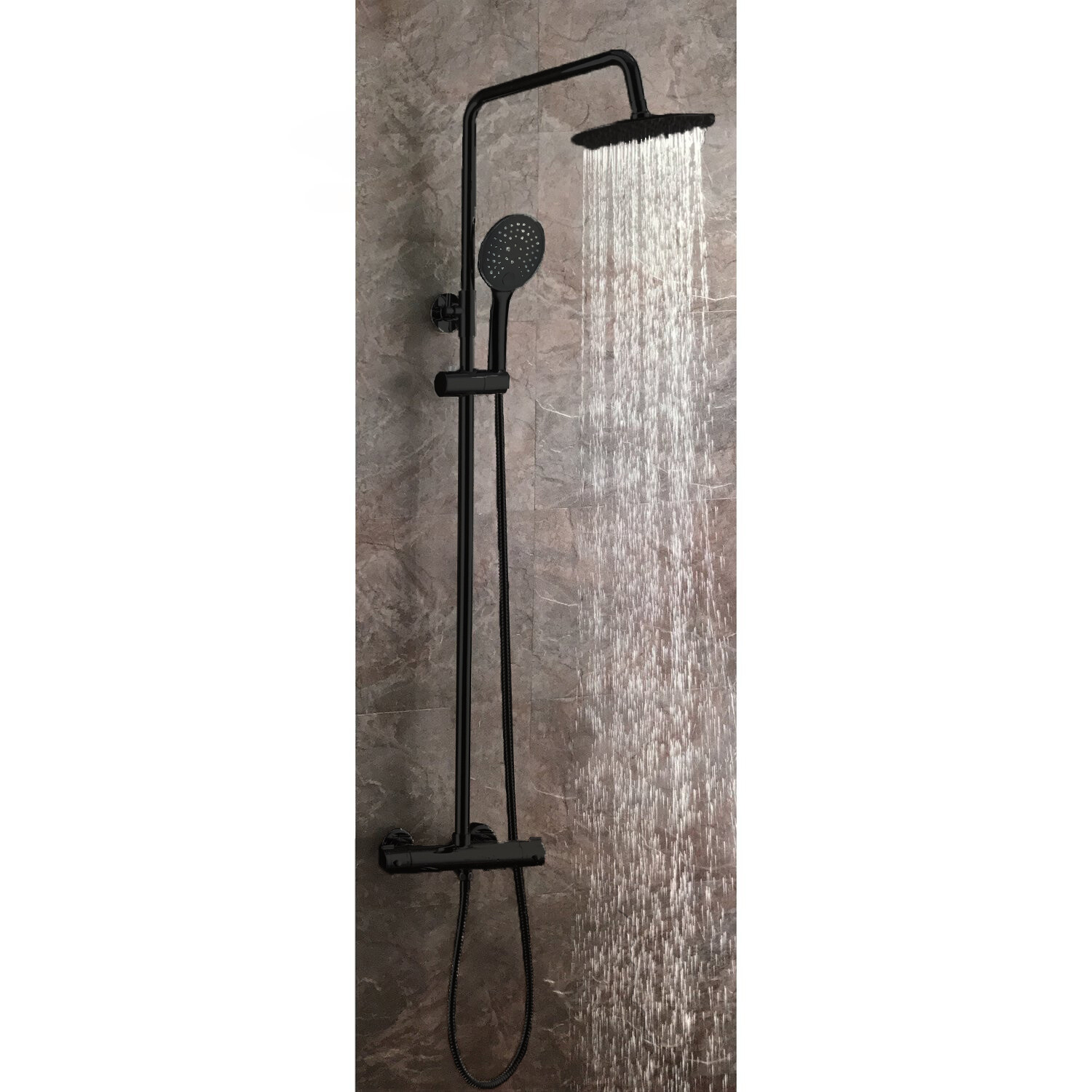 COLONNE DE DOUCHE NOIR OCEAN RAIN 4010  THERMOST. ROND DESIGN BLACK
