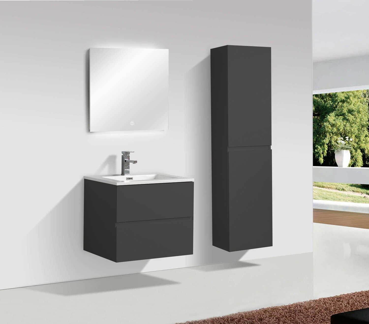 MEUBLE SALLE DE BAIN NEW ELITE ANGELA 600 BLACK