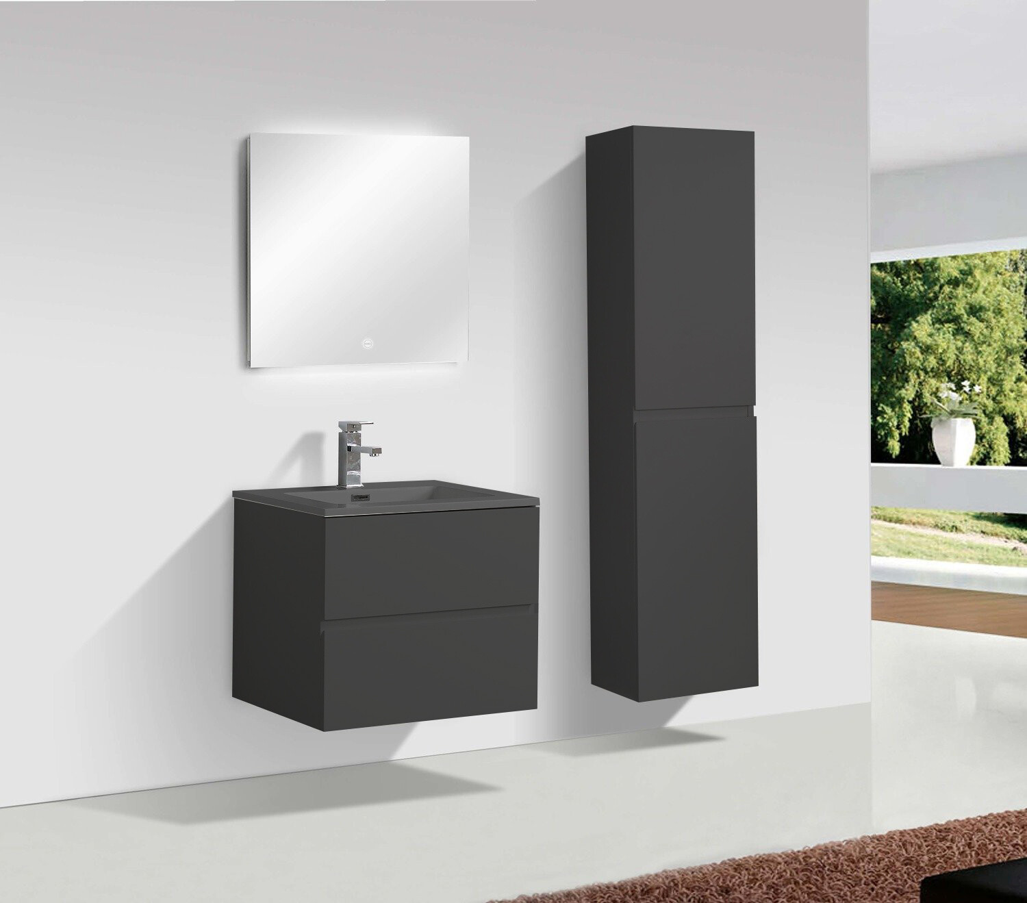MEUBLE SALLE DE BAIN NEW ELITE ANGELA 600 BLACK