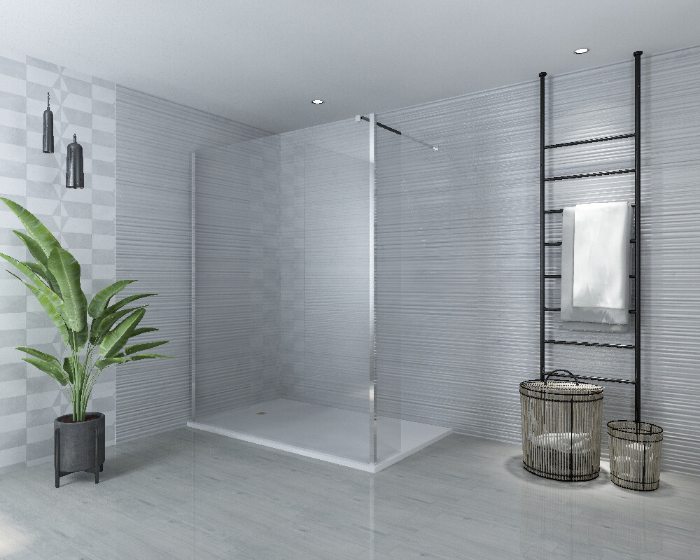 PAROI DE DOUCHE VERSION D&#39;ANGLE OUVERTE 80CM VERRE TRANSPARENT VITRA-1076 AVEC PANNEAU LATERAL PIVOTANT VITRA-1041