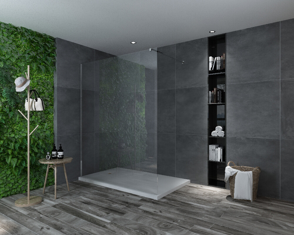 PAROI DE DOUCHE  VERSION D&#39;ANGLE OUVERTE 90CM VERRE TRANSPARENT VITRA-1086