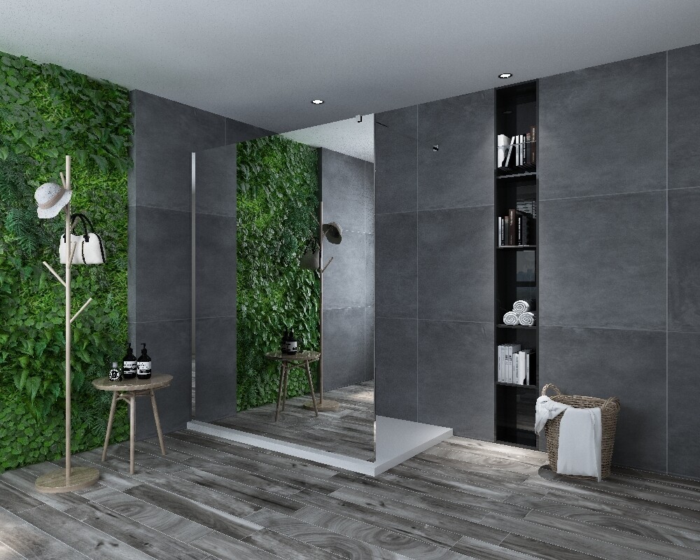 PAROI DE DOUCHE VERSION D&#39;ANGLE OUVERTE 140CM VERRE REFLET (EFFET MIROIR) VITRA-5136