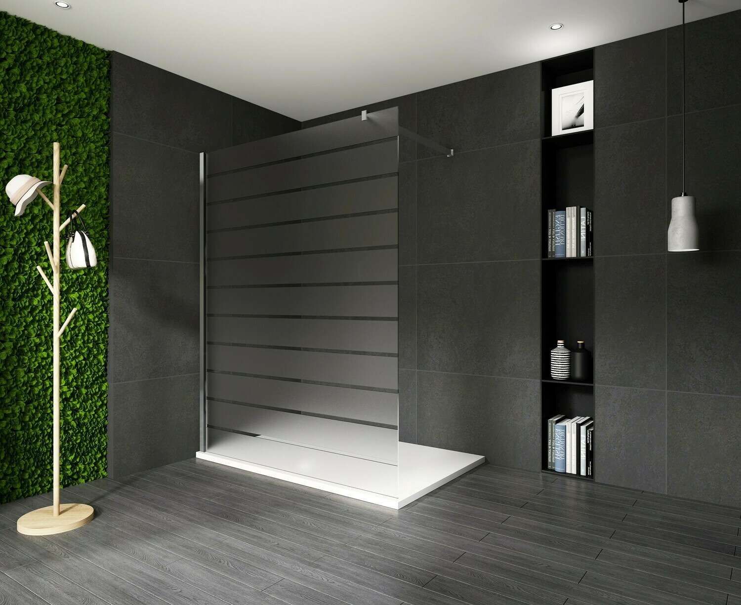 PAROI DE DOUCHE VERSION D&#39;ANGLE OUVERTE 120CM VERRE STRIPE TRANSPARENT VITRA-6116