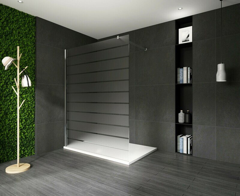 PAROI DE DOUCHE VERSION D'ANGLE OUVERTE 80CM VERRE STRIPE TRANSPARENT VITRA-6076