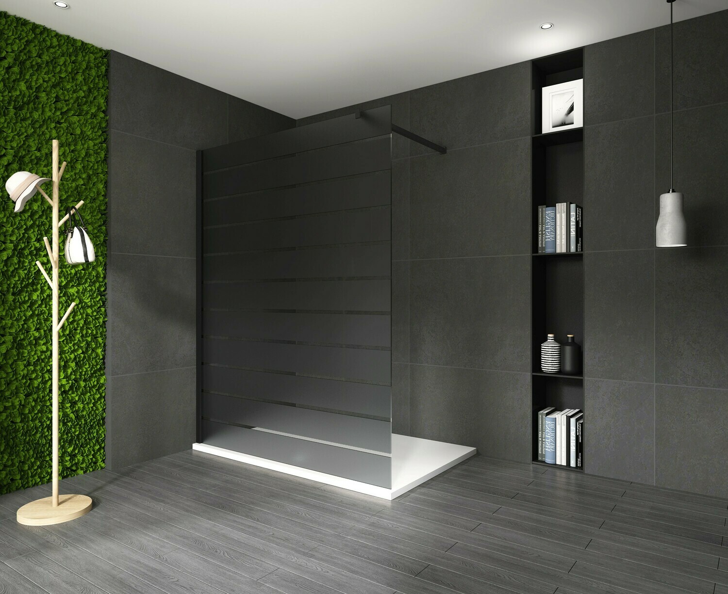 PAROI DE DOUCHE VERSION D&#39;ANGLE OUVERTE 80CM VERRE STRIPE GRIS VITRA-7076