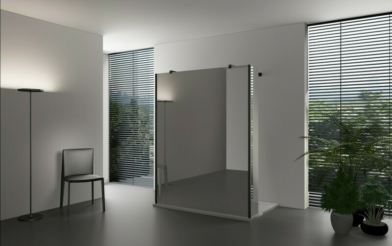 PAROI DE DOUCHE VERSION MURALE 80CM VERRE REFLET VITRA-5076 AVEC PANNEAUX LATERAUX PIVOTANTS VITRA-5041