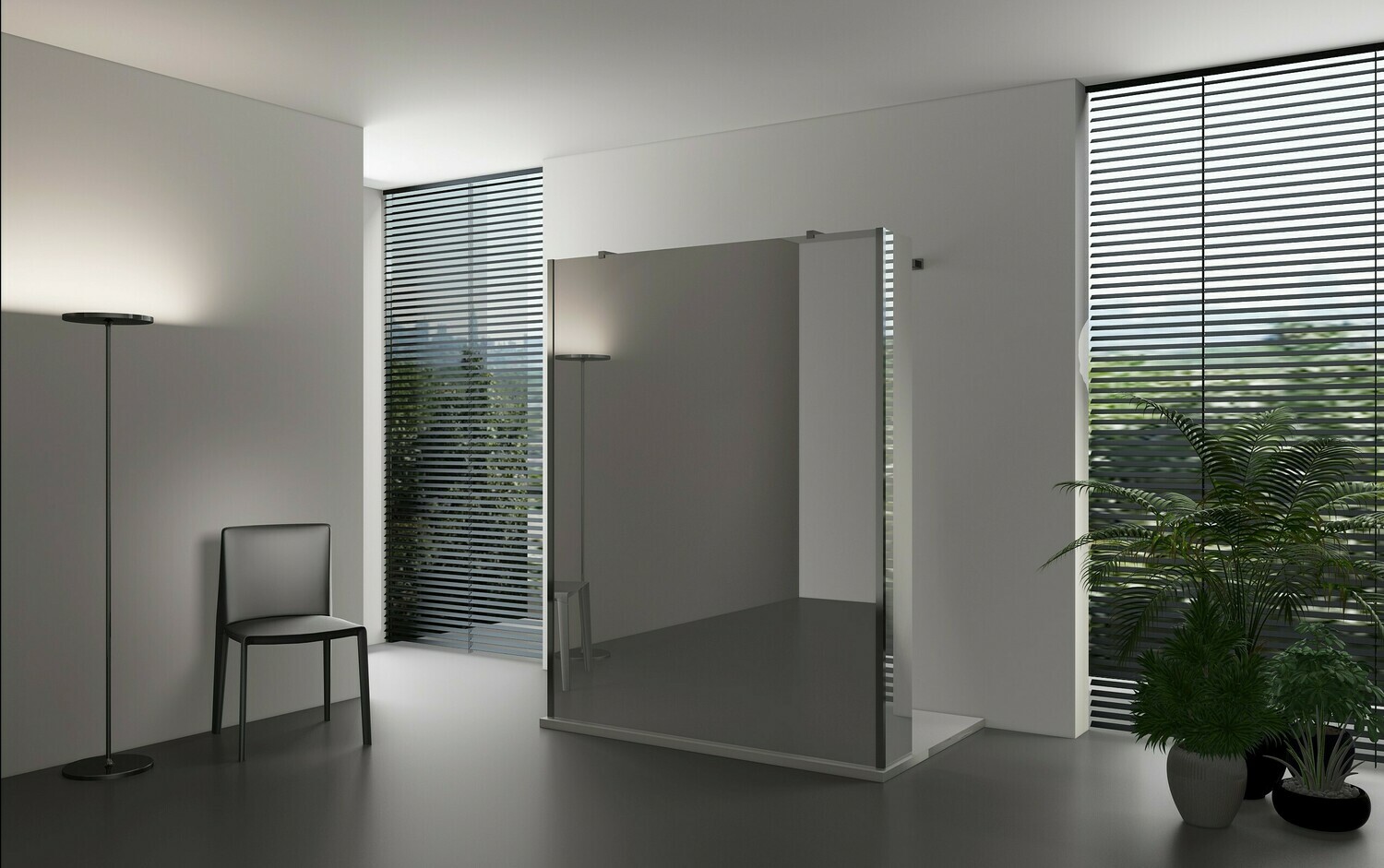 PAROI DE DOUCHE VERSION MURALE 100CM VERRE REFLET VITRA-5096 AVEC PANNEAUX LATERAUX PIVOTANTS VITRA-5041