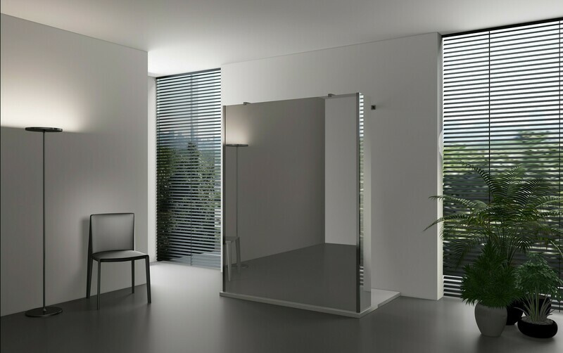PAROI DE DOUCHE VERSION MURALE 80CM VERRE REFLET VITRA-5076 AVEC PANNEAUX LATERAUX PIVOTANTS VITRA-5041