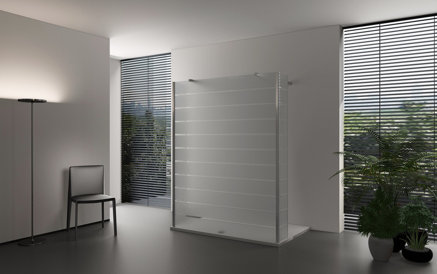 PAROI DE DOUCHE VERSION MURALE 80CM VERRE STRIPE TRANSPARENT VITRA-6076 AVEC PANNEAU LATERAL FIXE VITRA-6028
