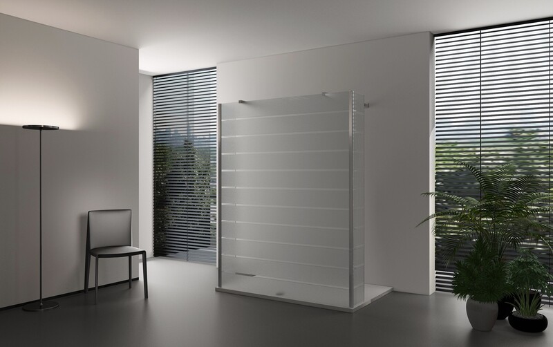PAROI DE DOUCHE VERSION MURALE 80CM VERRE STRIPE TRANSPARENT VITRA-6076 AVEC PANNEAU LATERAL FIXE VITRA-6028
