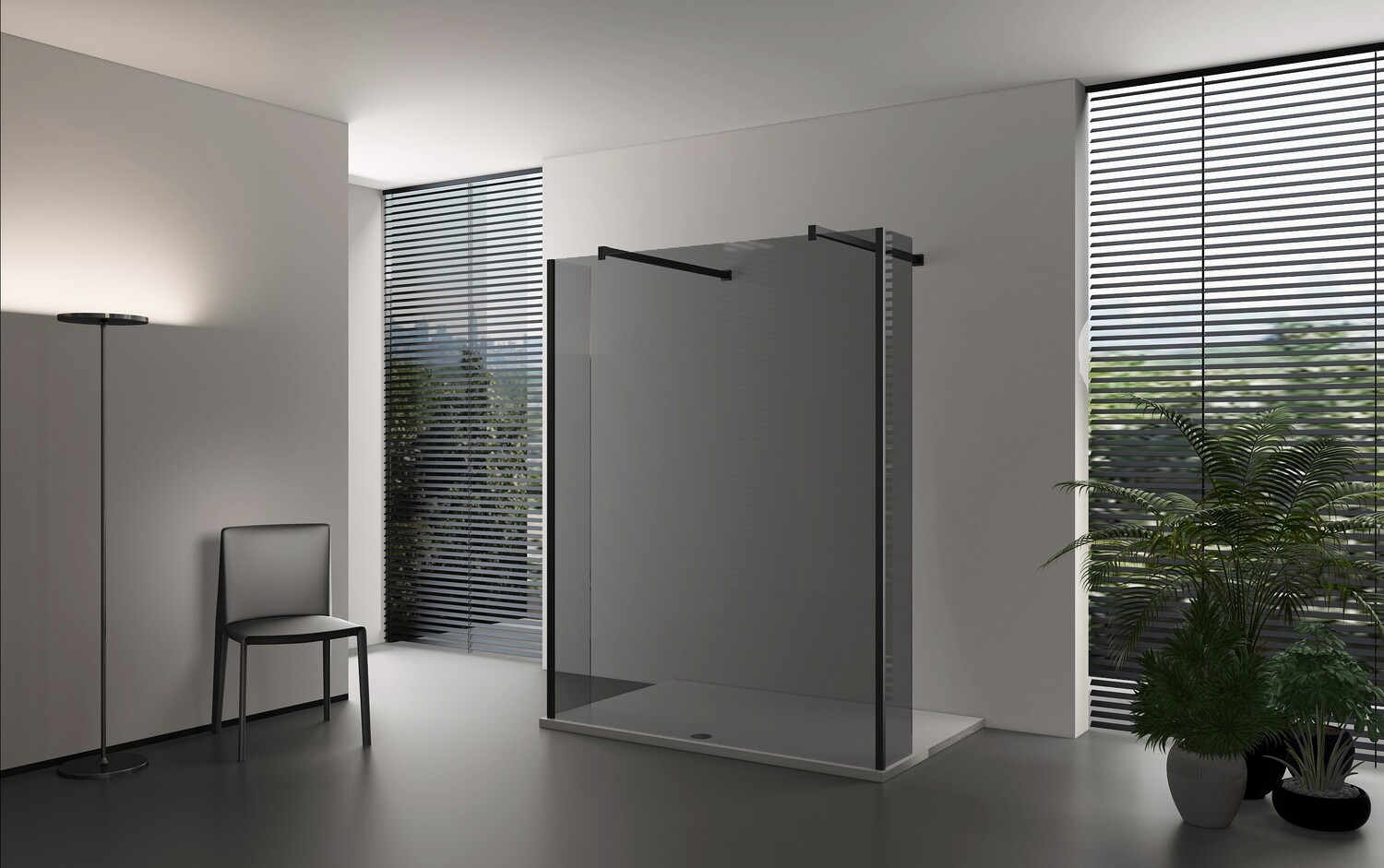 PAROI DE DOUCHE VERSION MURALE 80CM VERRE GRIS VITRA-3076 AVEC PANNEAUX LATERAUX PIVOTANTS VITRA-3041