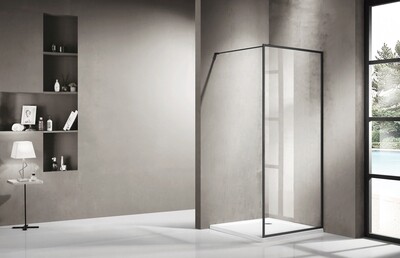 PAROI DE DOUCHE VERSION D'ANGLE OUVERTE 140CM BLACK SERIES 3140