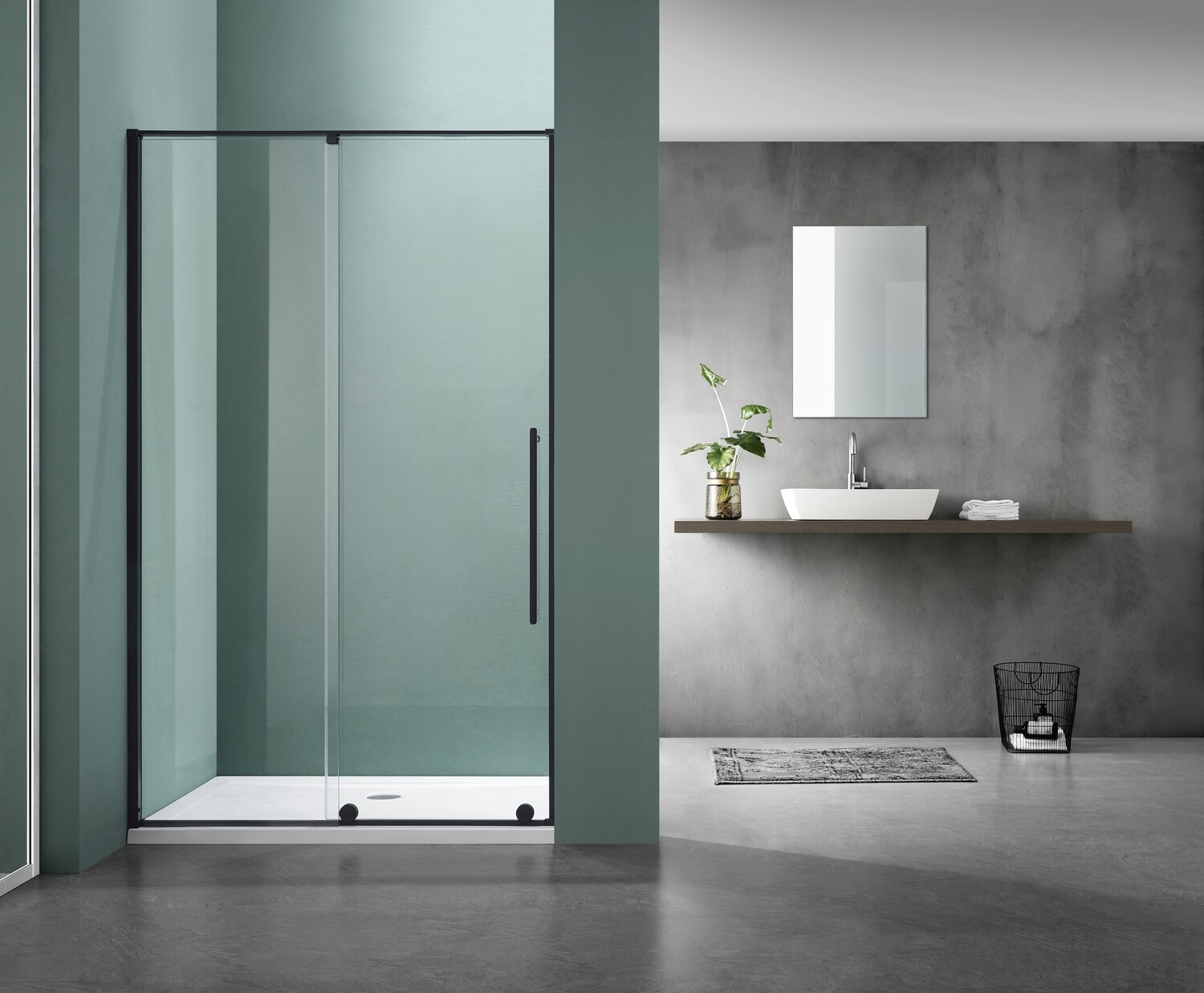 PORTE DE DOUCHE COULISSANTE 8MM 120CM BLACK SERIES 4120