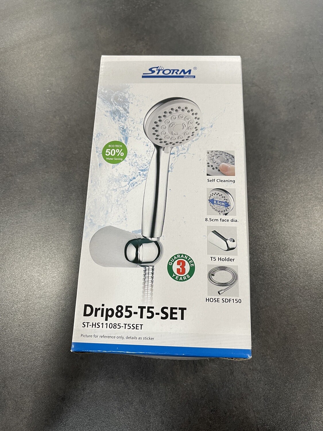 KIT POMMEAU DE DOUCHE 5 FONCTIONS STORM 04 ( POMMEAU + FLEXIBLE + ATTACHE )