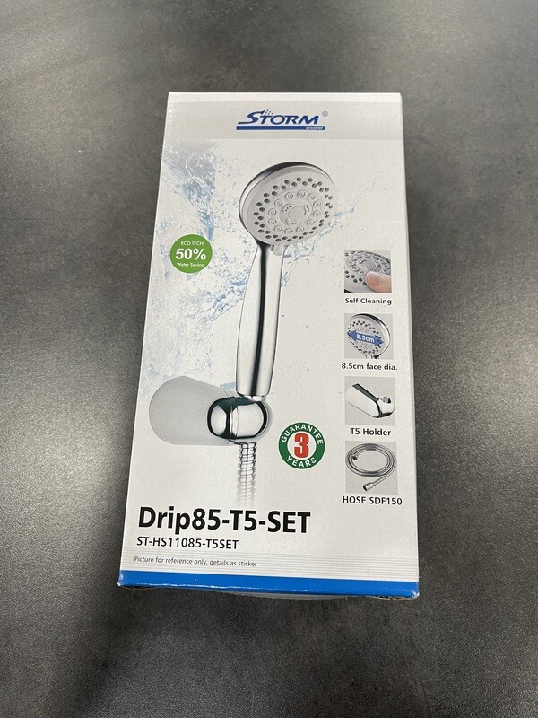 KIT POMMEAU DE DOUCHE 5 FONCTIONS STORM 04 ( POMMEAU + FLEXIBLE + ATTACHE )