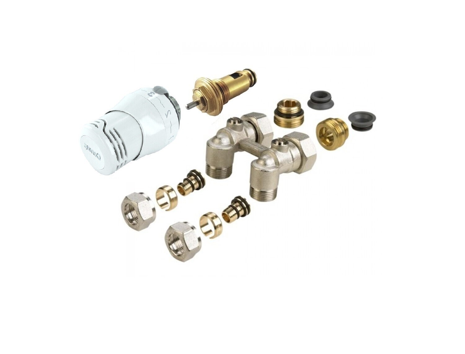 VANNE THERMOS COMAP SENSO COMPLET MURALE : TETE M30 + INSERT + H-BLOCK MURALE + RACCORDS M22-16