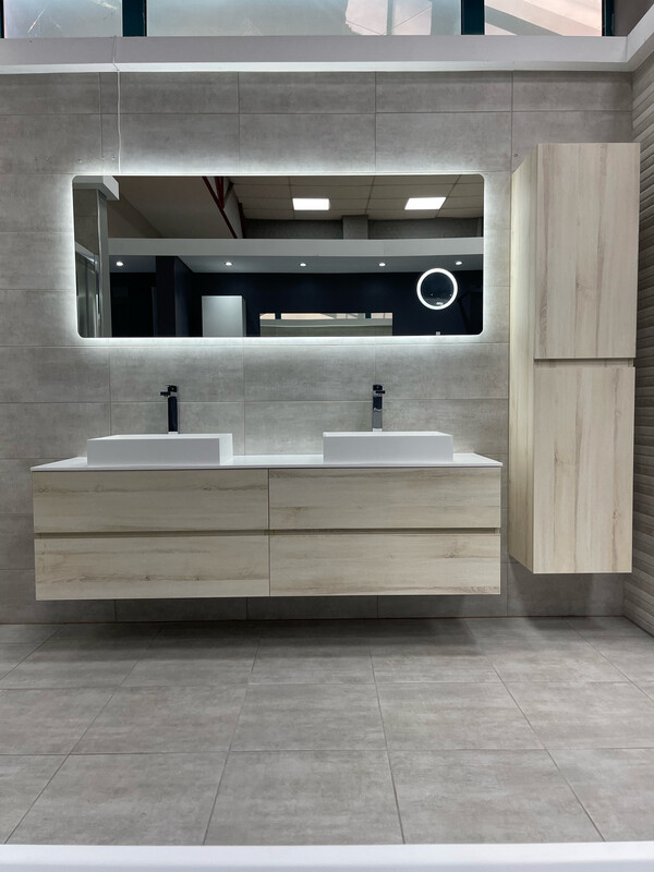 MEUBLE SALLE DE BAIN COMPOSITION ANGELA 180 CHENE CLAIR