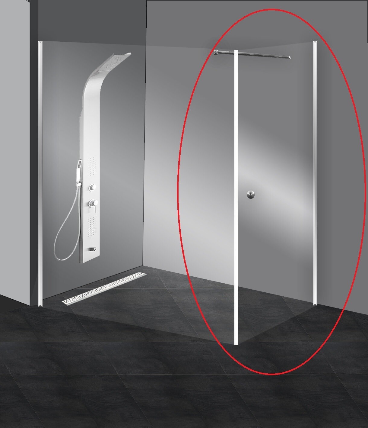 PORTE DE DOUCHE PIVOTANTE VITRA006 POUR PAROI 800X1950MM