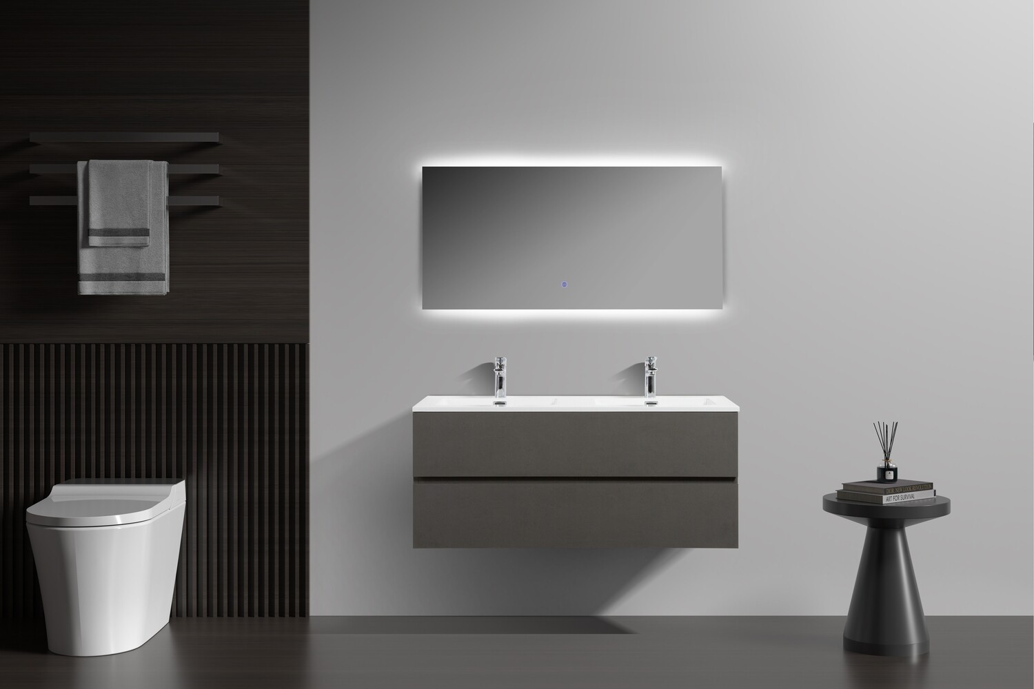 MEUBLE SALLE DE BAIN NEW ELITE ANGELA 1200 CIMENT SLATE ASH