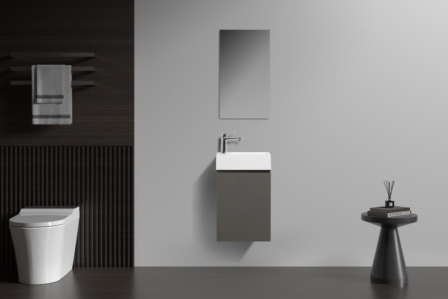 MEUBLE WC SUSPENDU NEW ELITE HERA 400 CIMENT SLATE ASH
