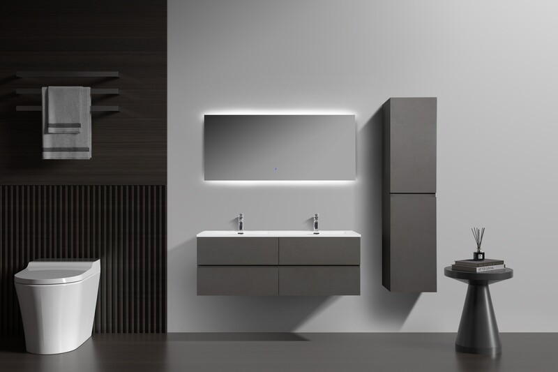 MEUBLE SALLE DE BAIN NEW ELITE ANGELA 1400 CIMENT SLATE ASH